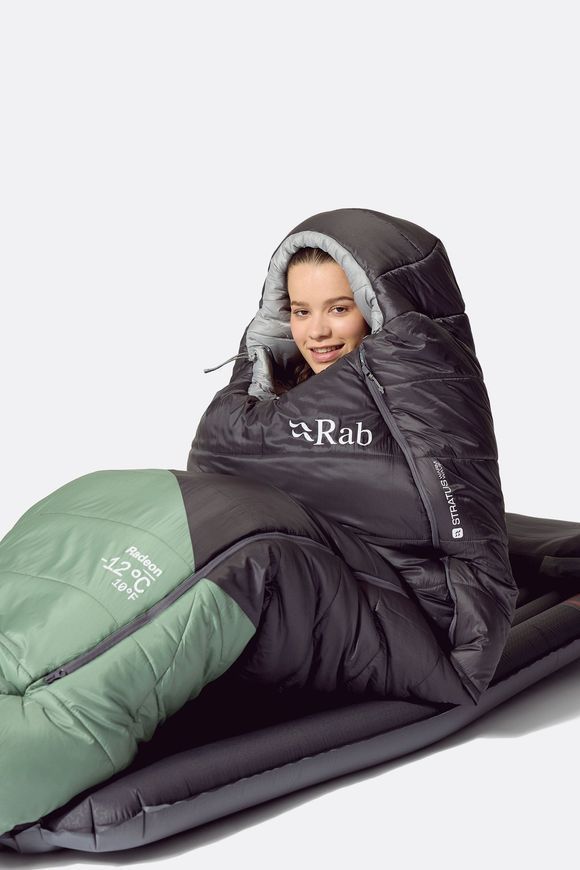 Спальний мішок жіночий Rab Radeon Wmns Regular, -12C/10F, Left Zip, Dark Fig Green/Graphene (RB QSS-26-FGH-REG-LZ)