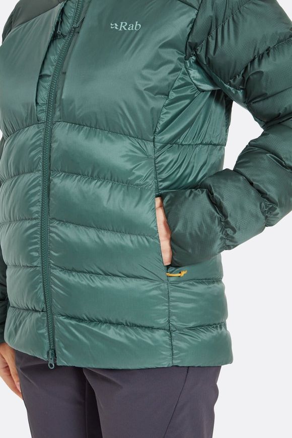 Зимова жіноча куртка Rab Cirrus Ultra Hoody Wmns, Green Slate/Eucalyptus, 08 (QIP-22-GSE-08)