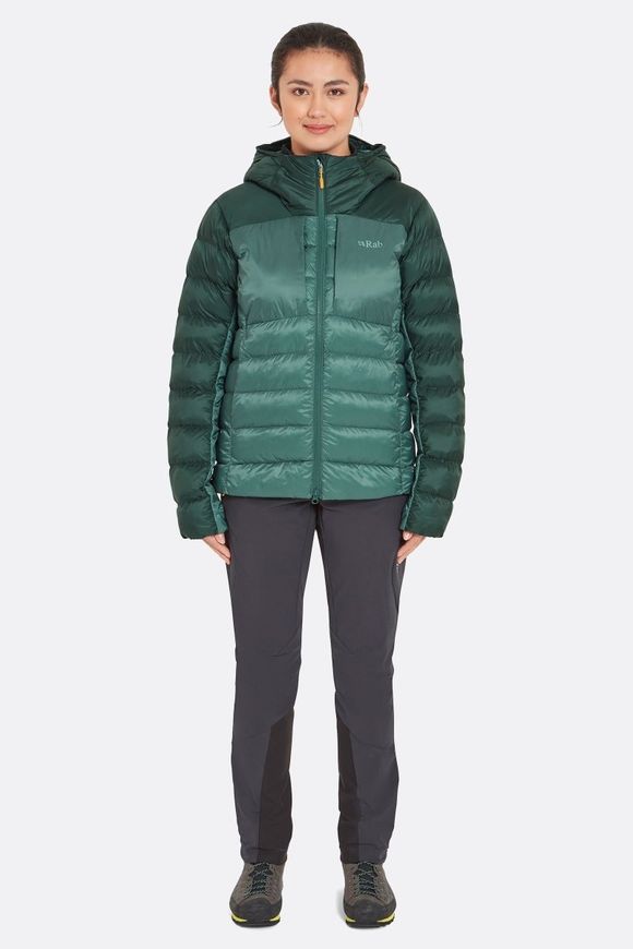 Зимова жіноча куртка Rab Cirrus Ultra Hoody Wmns, Green Slate/Eucalyptus, 08 (QIP-22-GSE-08)