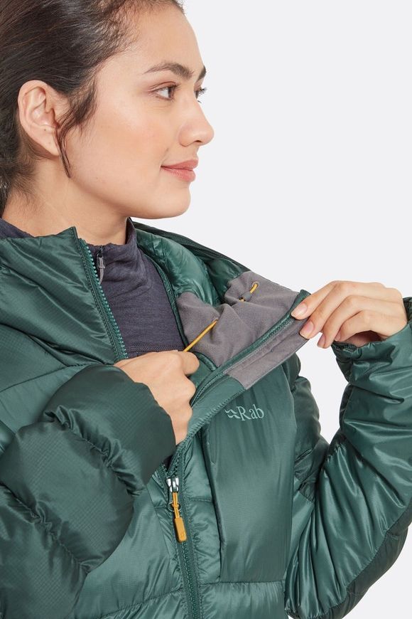 Зимова жіноча куртка Rab Cirrus Ultra Hoody Wmns, Green Slate/Eucalyptus, 08 (QIP-22-GSE-08)