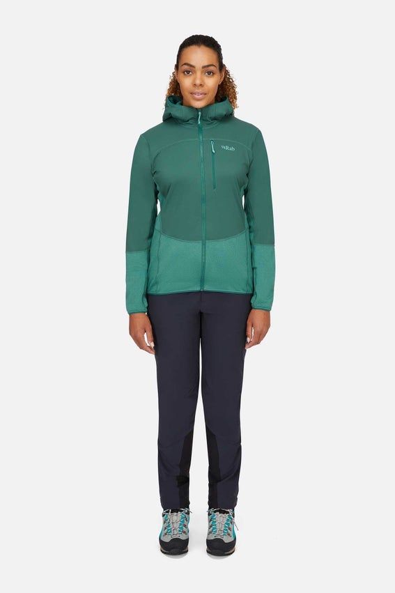 Кофта жіноча Rab Ascendor Summit Hoody Wmns, Green Slate/Eucalyptus, 8 (QFF-41-GSE-08)