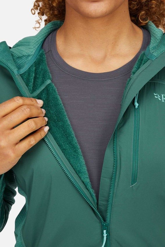 Кофта жіноча Rab Ascendor Summit Hoody Wmns, Green Slate/Eucalyptus, 8 (QFF-41-GSE-08)