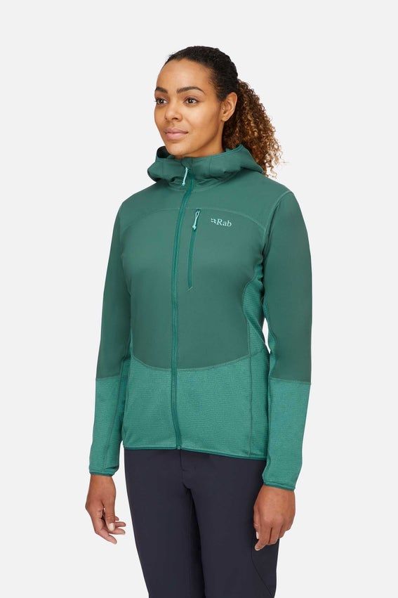 Кофта жіноча Rab Ascendor Summit Hoody Wmns, Green Slate/Eucalyptus, 8 (QFF-41-GSE-08)