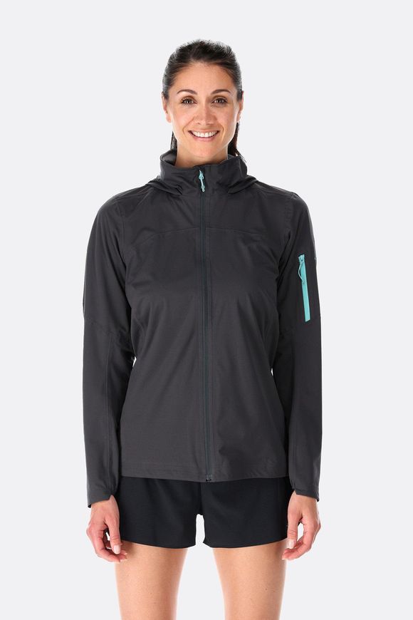 Мембранна жіноча куртка для бігу Rab Kinetic Ultra Jacket Wmns, Anthracite, 8 (QWH-14-ANT-08)