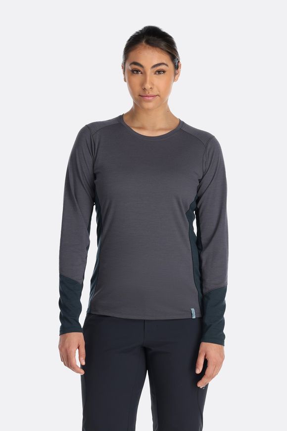 Термофутболка з довгим рукавом жіноча Rab Syncrino Base LS Tee Wmns, Graphene, 8 (QBL-33-GRH-08)