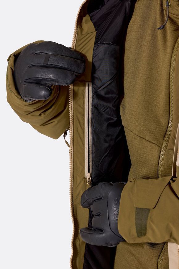 Гірськолижна чоловіча тепла мембранна куртка Rab Novaline Jacket, Oak/Dark Pebble, L (RB QIP-48-OKP-LRG)