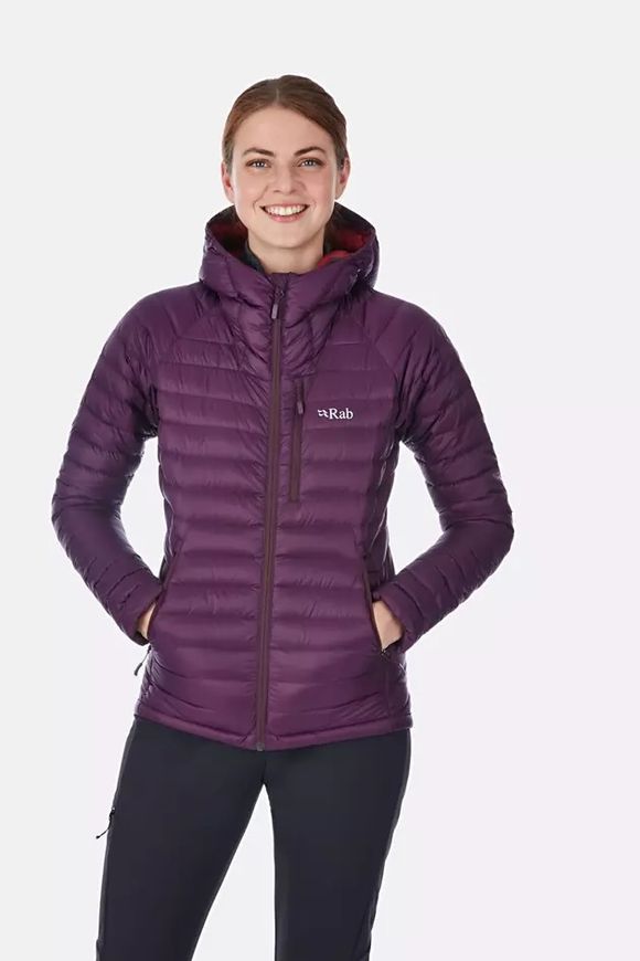 Легкий жіночий пуховик Rab Microlight Alpine wmns, EGGPLANT/ROCOCCO, 8 (821468863026)