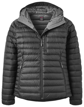 Жіночий легкий пуховик Rab Microlight Alpine Jacket Wmns, Black/Graphene, 12 (RB QDB-13-BLK-12)